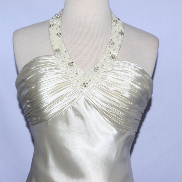 NWOT Poly USA #5578 Satin Formal Evening or Prom Gown-Size S-IVORY - Picture 4 of 5